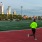 a person running on a track